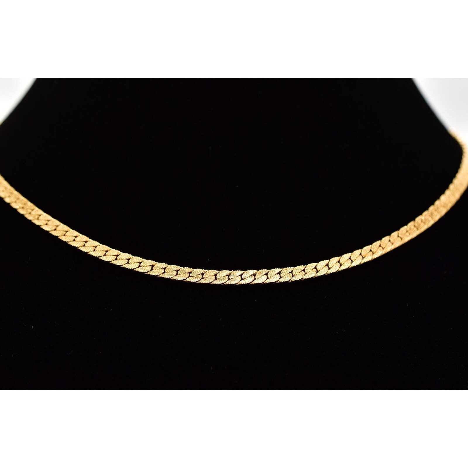 Monet Vintage Gold Chain Necklace Collar Shiny Flat Gold Tone Signed 1940s Bin2